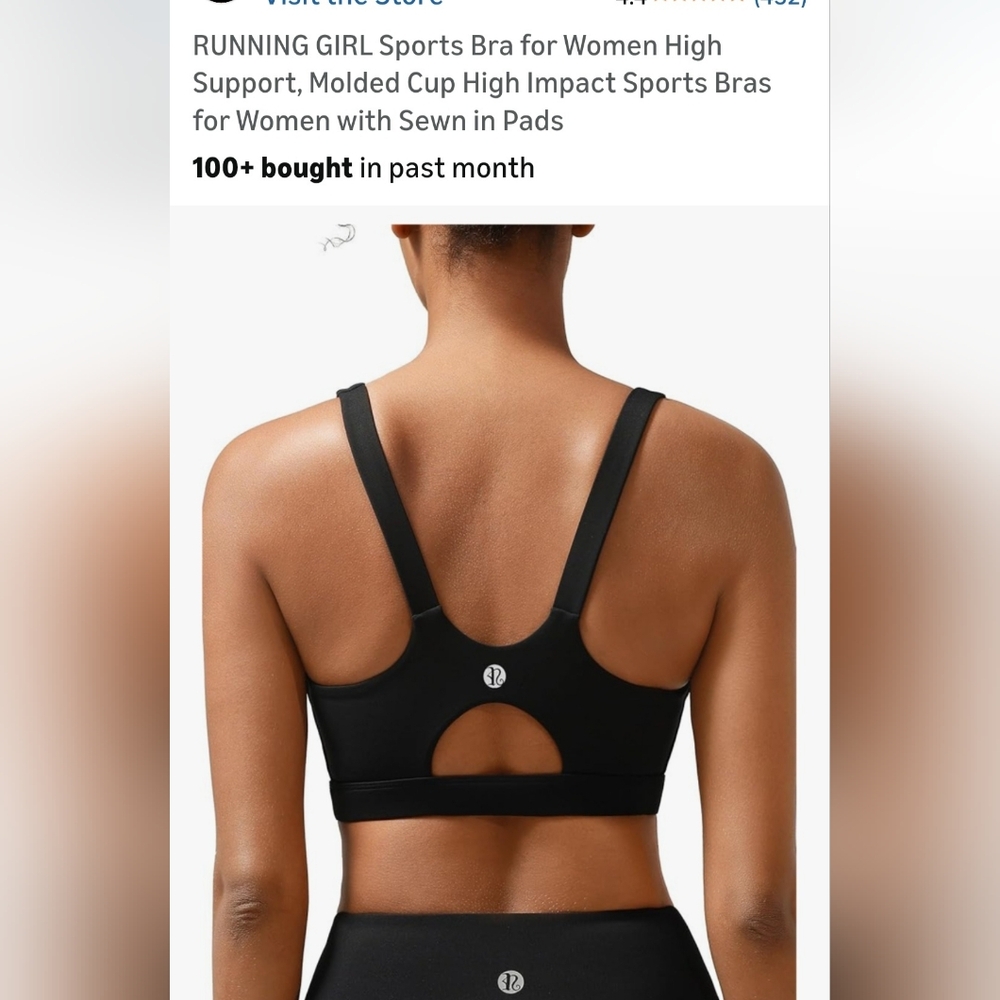 High Support Sports Bra for Women - Black.  W-30